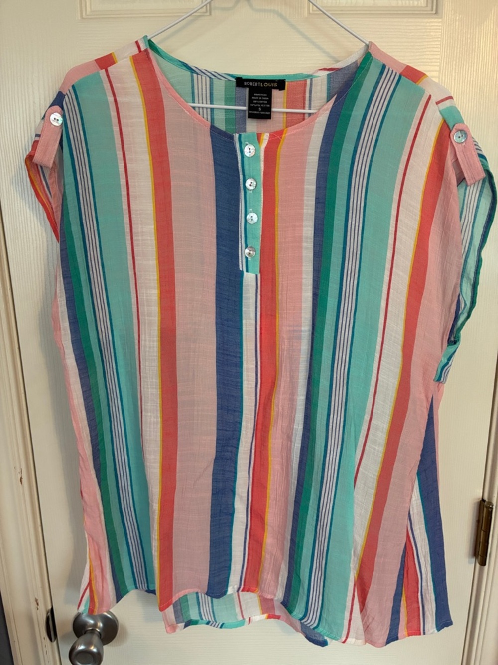 Robert Louis Pastel Multistripe Button-Front Tunic
